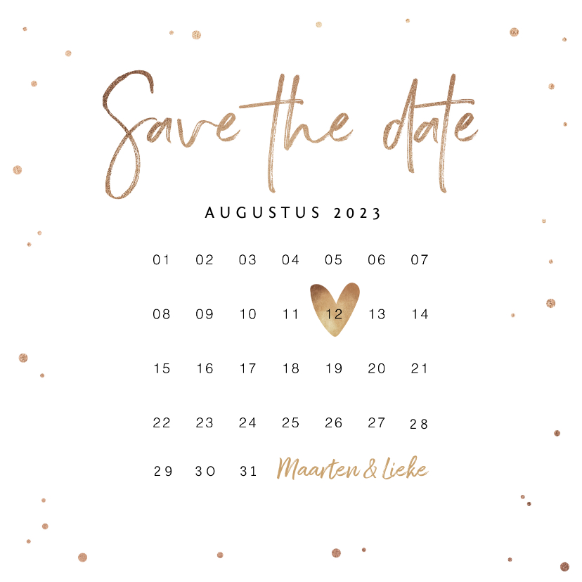 Save the date uitnodiging stijlvol goudlook confetti - Trouwkaarten Trouwkaarten - Save the date uitnodiging stijlvol goudlook confetti