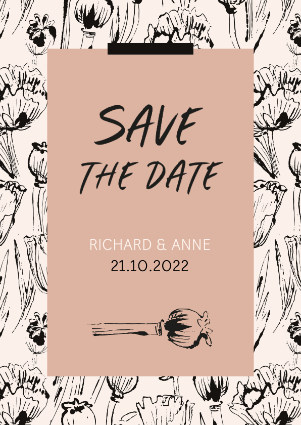 Save the date vintage klaprozen - Trouwkaarten Trouwkaarten - Save the date vintage klaprozen