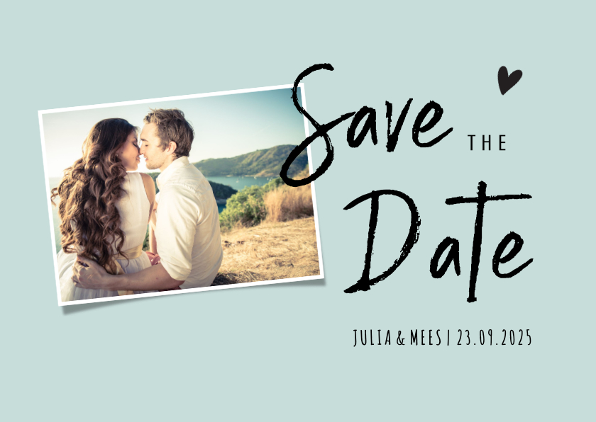 Trouwkaarten - Save the datekaart met foto en trendy letterype