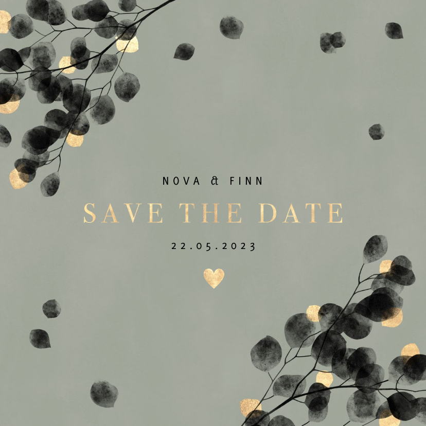 Stijlvol eucalyptus en goud save the date kaart waterverf - Trouwkaarten Trouwkaarten - Stijlvol eucalyptus en goud save the date kaart waterverf