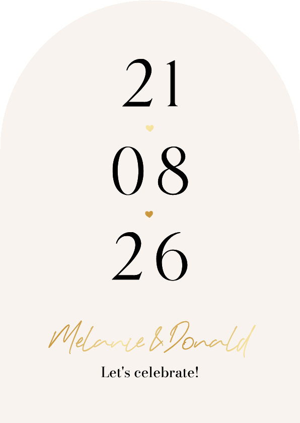 Stijlvolle boogkaart trouwen datum grafisch eenvoudig - Trouwkaarten Trouwkaarten - Stijlvolle boogkaart trouwen datum grafisch eenvoudig