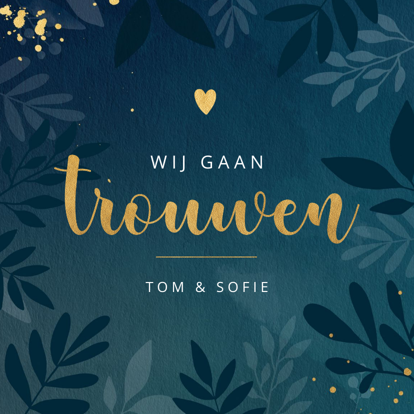 Stijlvolle botanische trouwkaart - Trouwkaarten Trouwkaarten - Stijlvolle botanische trouwkaart