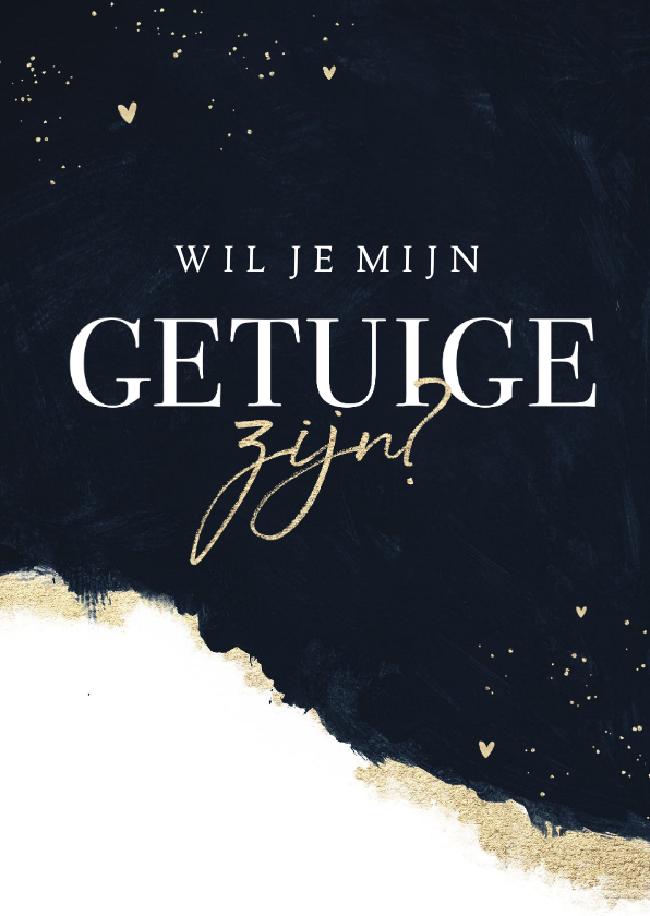 Stijlvolle getuige trouwkaart met inkt verf en goud - Trouwkaarten Trouwkaarten - Stijlvolle getuige trouwkaart met inkt verf en goud