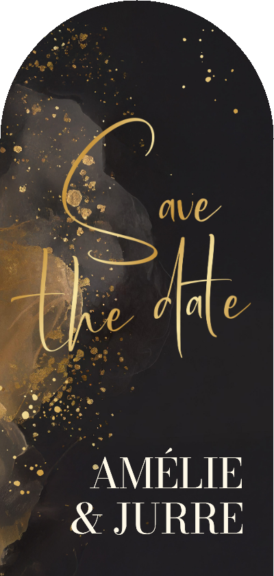 Stijlvolle save the date boogvorm waterverf en goudfolie - Trouwkaarten Trouwkaarten - Stijlvolle save the date boogvorm waterverf en goudfolie