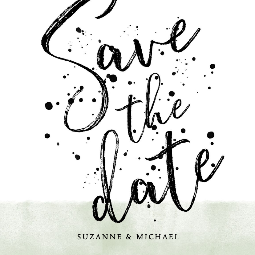 Trouwkaarten - Stijlvolle save the date kaart met waterverf en typografie