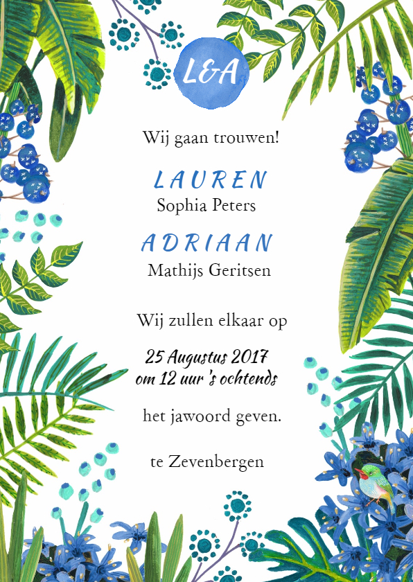 Tropisch Zomer Trouwkaart - Trouwkaarten Trouwkaarten - Tropisch Zomer Trouwkaart
