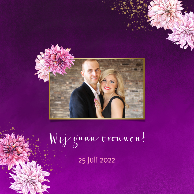 Trouwen dahlia purple - Trouwkaarten Trouwkaarten - Trouwen dahlia purple