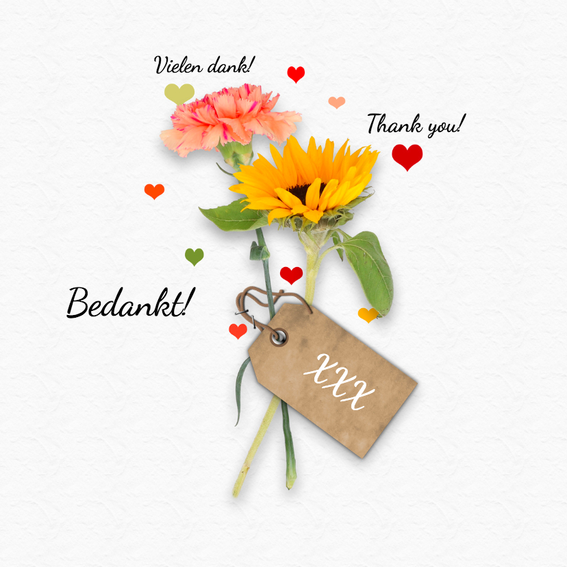 Trouwen dank bloemen RB - Trouwkaarten Trouwkaarten - Trouwen dank bloemen RB