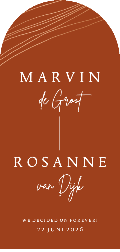 Trouwkaart abstracte lijnen koperlook - Trouwkaarten Trouwkaarten - Trouwkaart abstracte lijnen koperlook