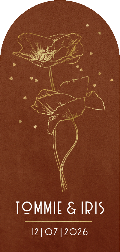 Trouwkaart boog minimalistisch velvet lijnillustratie - Trouwkaarten Trouwkaarten - Trouwkaart boog minimalistisch velvet lijnillustratie