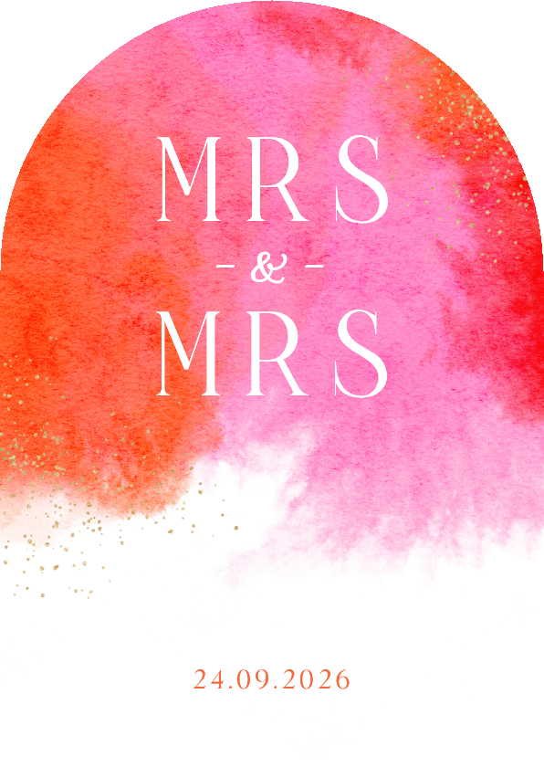 Trouwkaart boogkaart waterverf roze rood boogvorm stijlvol - Trouwkaarten Trouwkaarten - Trouwkaart boogkaart waterverf roze rood boogvorm stijlvol