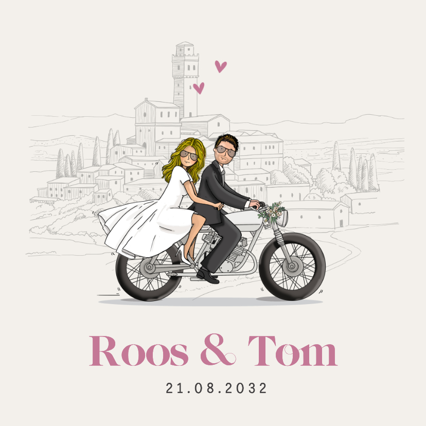 Trouwkaarten - Trouwkaart Café racer av