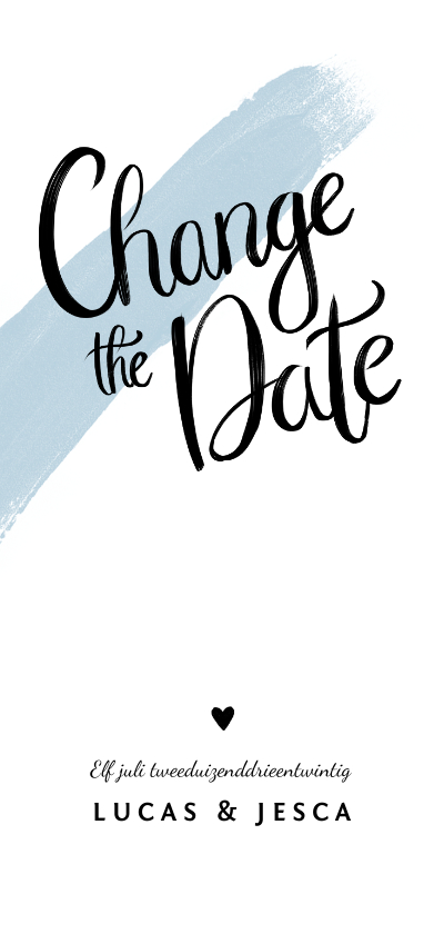 Trouwkaart change the date met verf en kalligrafie - Trouwkaarten Trouwkaarten - Trouwkaart change the date met verf en kalligrafie