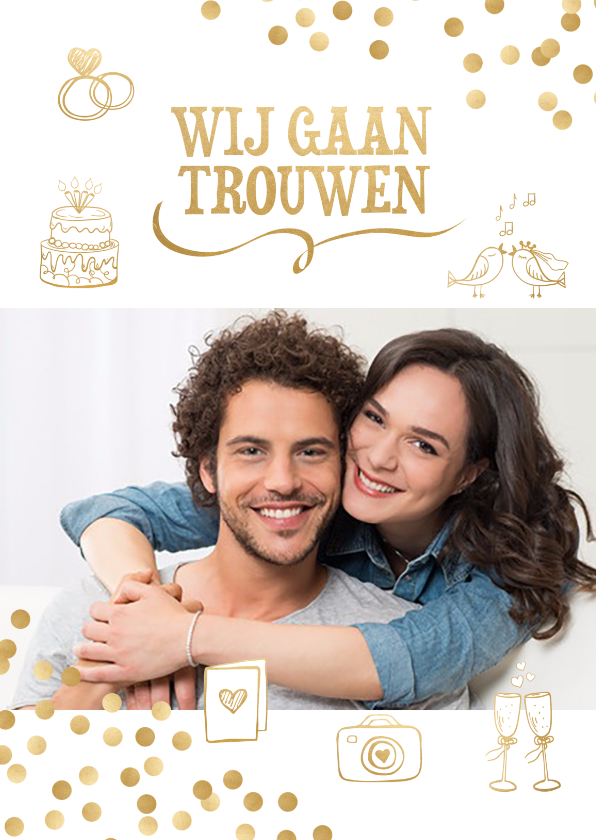 Trouwkaart feestelijk klinkend - Trouwkaarten Trouwkaarten - Trouwkaart feestelijk klinkend