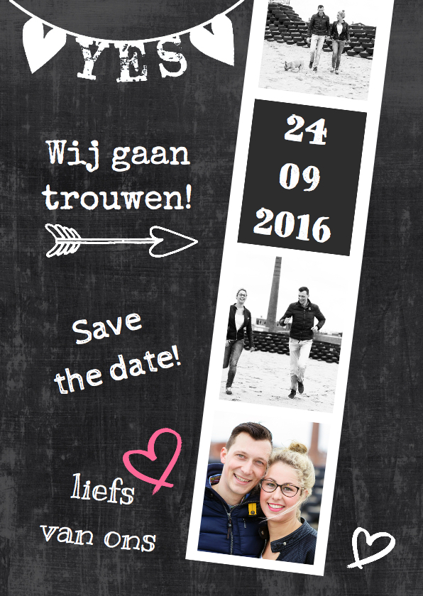 Trouwkaart foto strip hip - Trouwkaarten Trouwkaarten - Trouwkaart foto strip hip