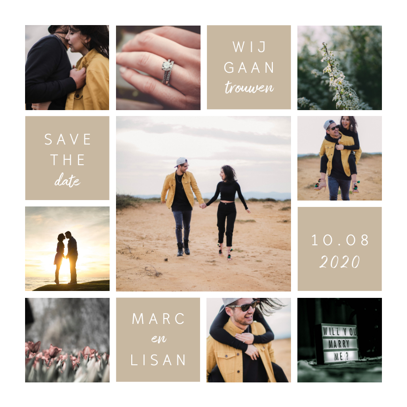 Trouwkaarten - Trouwkaart fotocollage 'Wij gaan trouwen'