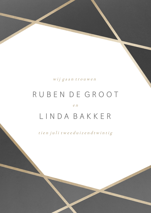 Trouwkaart geometrisch patroon grijs - Trouwkaarten Trouwkaarten - Trouwkaart geometrisch patroon grijs
