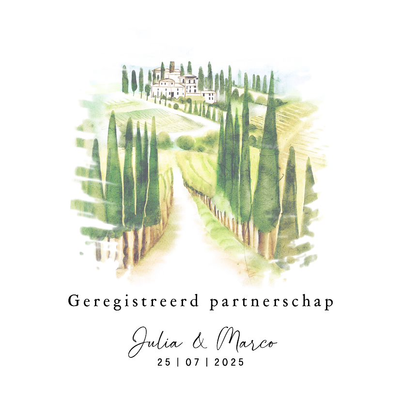 Trouwkaart geregistreerd partnerschap Toscane - Trouwkaarten Trouwkaarten - Trouwkaart geregistreerd partnerschap Toscane