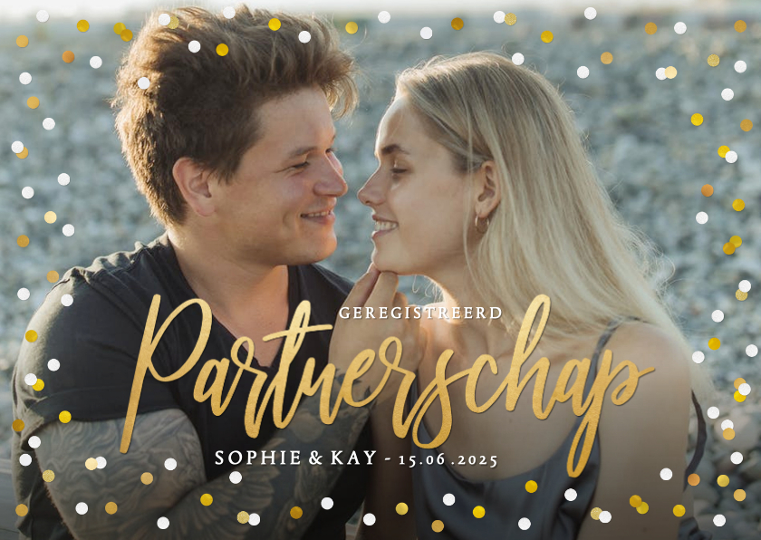 Trouwkaart geregistreerd partnerschap uitnodiging met foto - Trouwkaarten Trouwkaarten - Trouwkaart geregistreerd partnerschap uitnodiging met foto