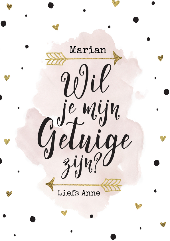 Trouwkaarten - Trouwkaart getuige confetti waterverf