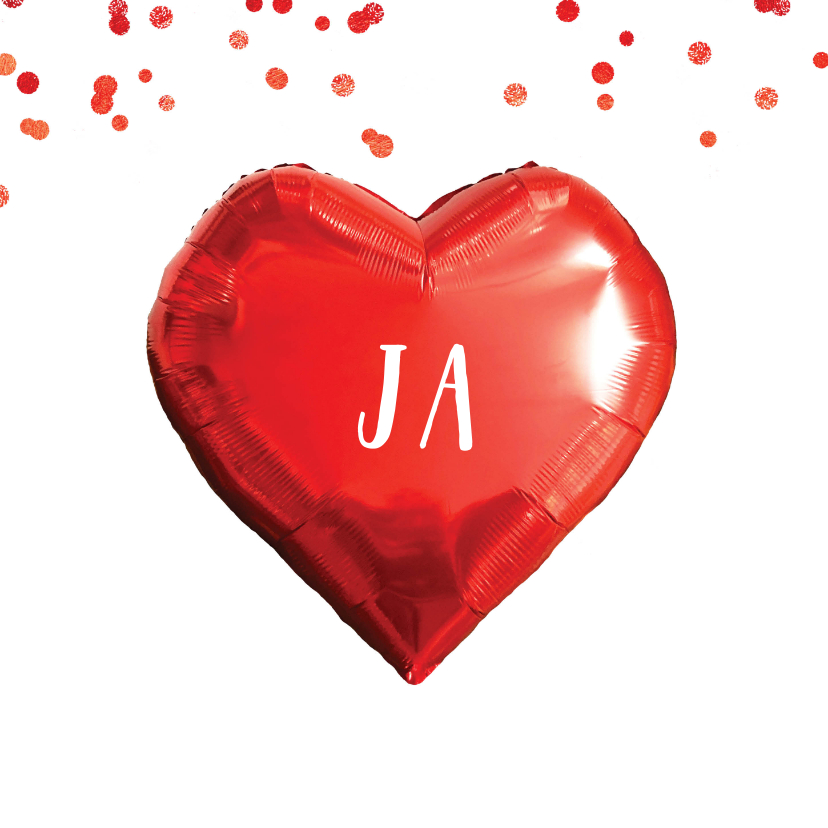 Trouwkaartje hart confetti in rood - Trouwkaarten Trouwkaarten - Trouwkaartje hart confetti in rood