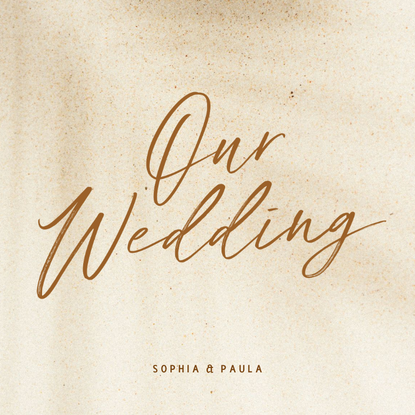 Trouwkaarten - Trouwkaart in zandkleur met schaduw en stipjes