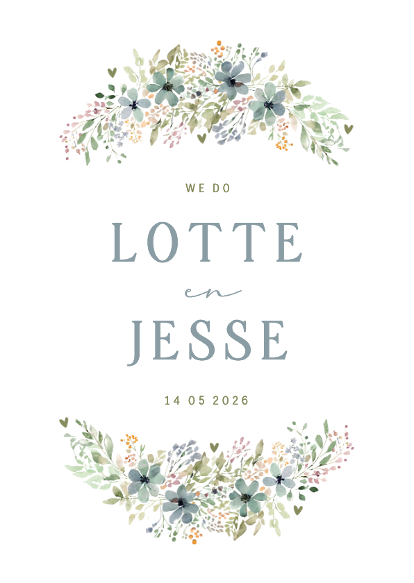 Trouwkaart kader bloemen klassiek ovaal vorm - Trouwkaarten Trouwkaarten - Trouwkaart kader bloemen klassiek ovaal vorm