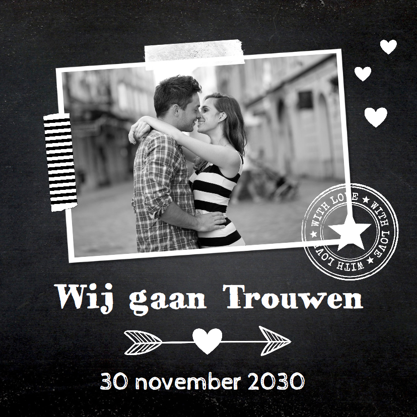Trouwkaart krijtbord foto - Trouwkaarten Trouwkaarten - Trouwkaart krijtbord foto