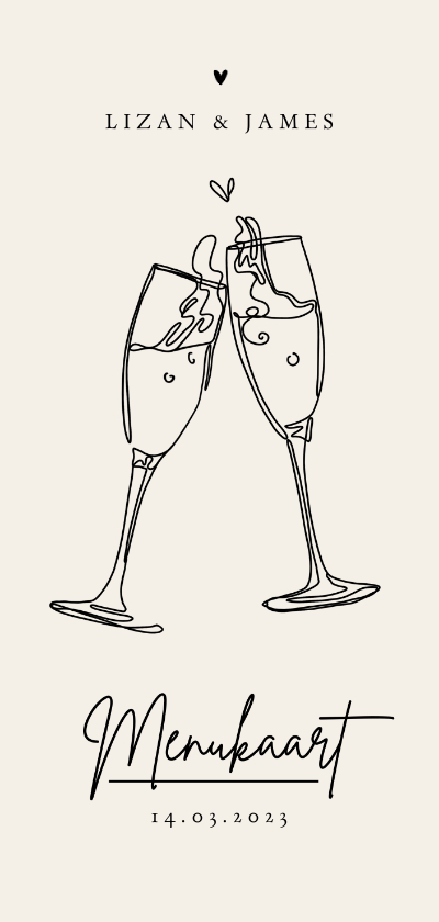 Trouwkaart menukaart stijlvol modern champagne pastel - Trouwkaarten Trouwkaarten - Trouwkaart menukaart stijlvol modern champagne pastel