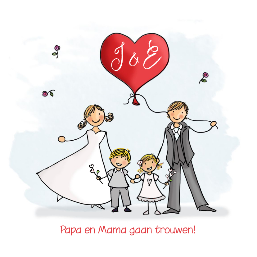 Trouwkaart met kinderen - Trouwkaarten Trouwkaarten - Trouwkaart met kinderen