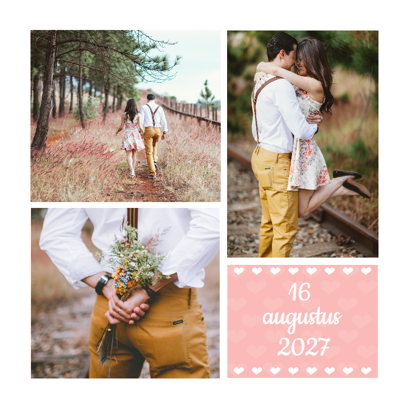 Trouwkaart met eigen foto collage - Trouwkaarten Trouwkaarten - Trouwkaart met eigen foto collage