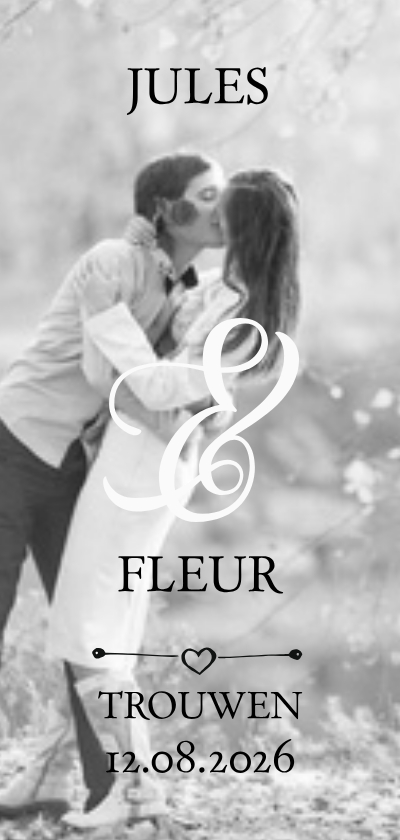 Trouwkaarten - Trouwkaart met grote foto met tekst