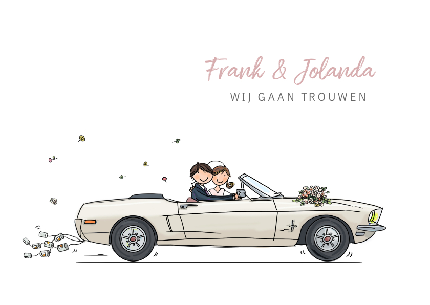 Trouwkaart Mustang wit - Trouwkaarten Trouwkaarten - Trouwkaart Mustang wit