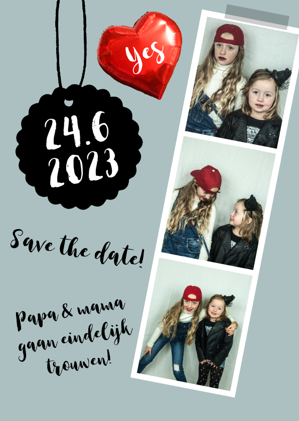 Trouwkaart save the date fotocollage hart - Trouwkaarten Trouwkaarten - Trouwkaart save the date fotocollage hart