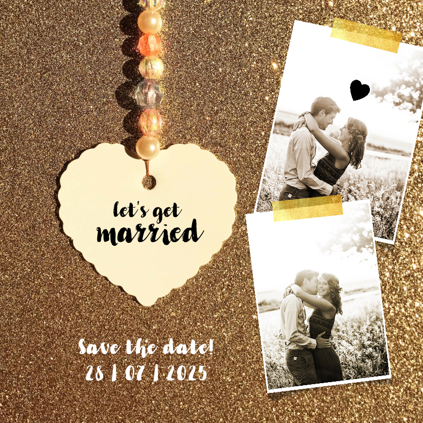 Trouwkaart save the date gold - Trouwkaarten Trouwkaarten - Trouwkaart save the date gold