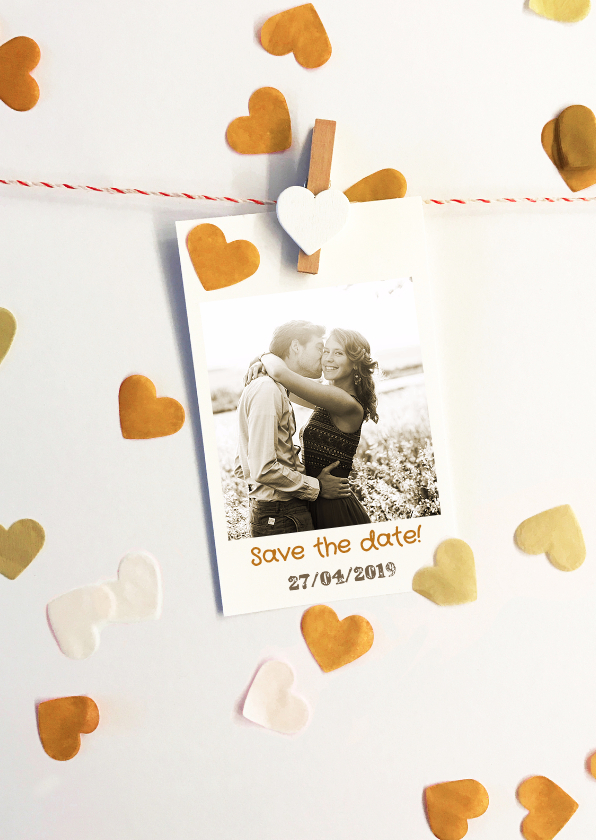 Trouwkaart save the date golden - Trouwkaarten Trouwkaarten - Trouwkaart save the date golden