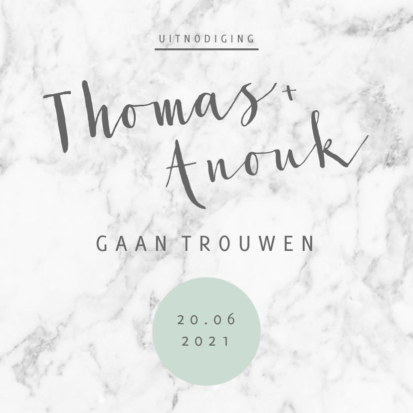 Trouwkaart stijlvol marmerprint - Trouwkaarten Trouwkaarten - Trouwkaart stijlvol marmerprint