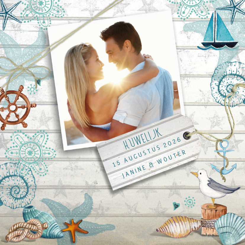 Trouwkaart Strand Zee Zomer - Trouwkaarten Trouwkaarten - Trouwkaart Strand Zee Zomer