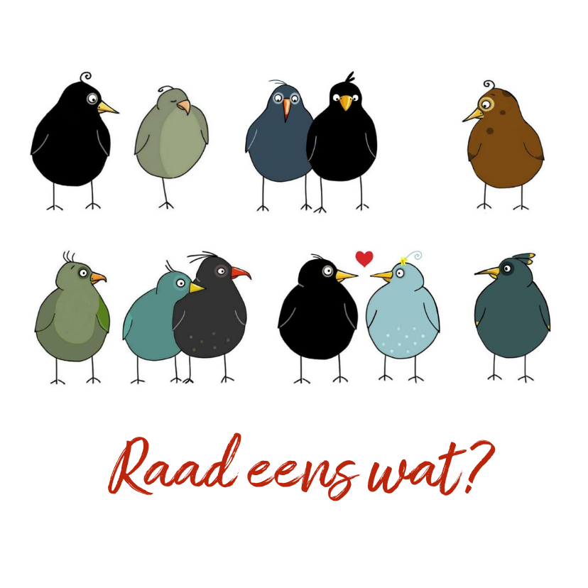 Trouwkaart - twee vogels hebben groot nieuws - Trouwkaarten Trouwkaarten - Trouwkaart - twee vogels hebben groot nieuws