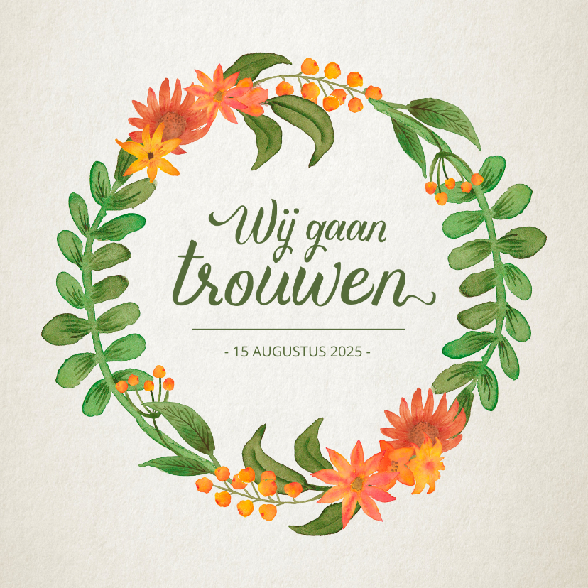 Trouwkaart vintage bloemen - Trouwkaarten Trouwkaarten - Trouwkaart vintage bloemen