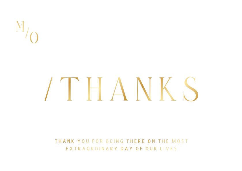 Typografische bedankkaart met minimalistische gouden tekst Typografische bedankkaart met minimalistische gouden tekst