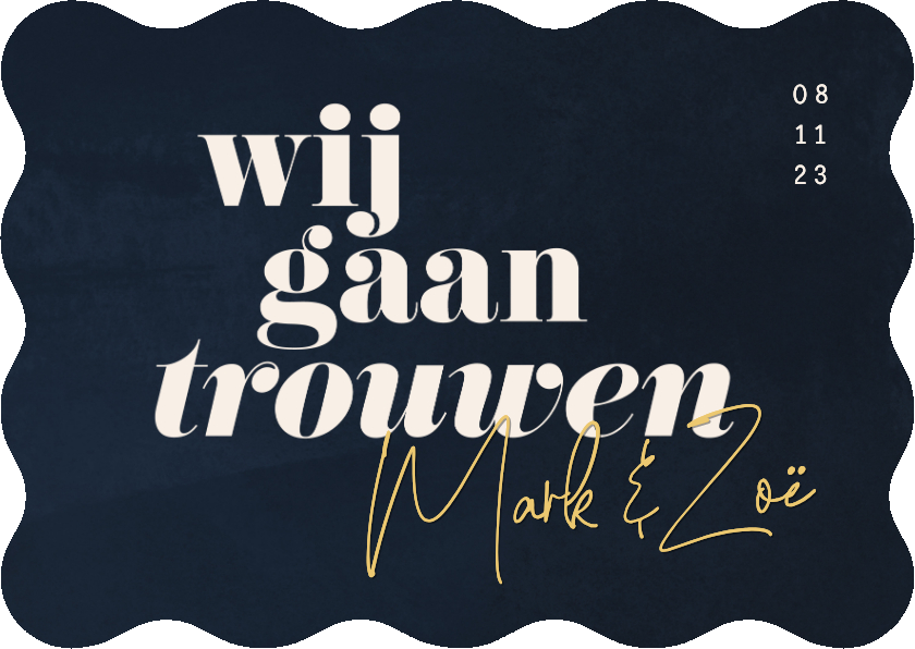 Uitnodiging bruiloft donkerblauw waterverf golfvorm - Trouwkaarten Trouwkaarten - Uitnodiging bruiloft donkerblauw waterverf golfvorm