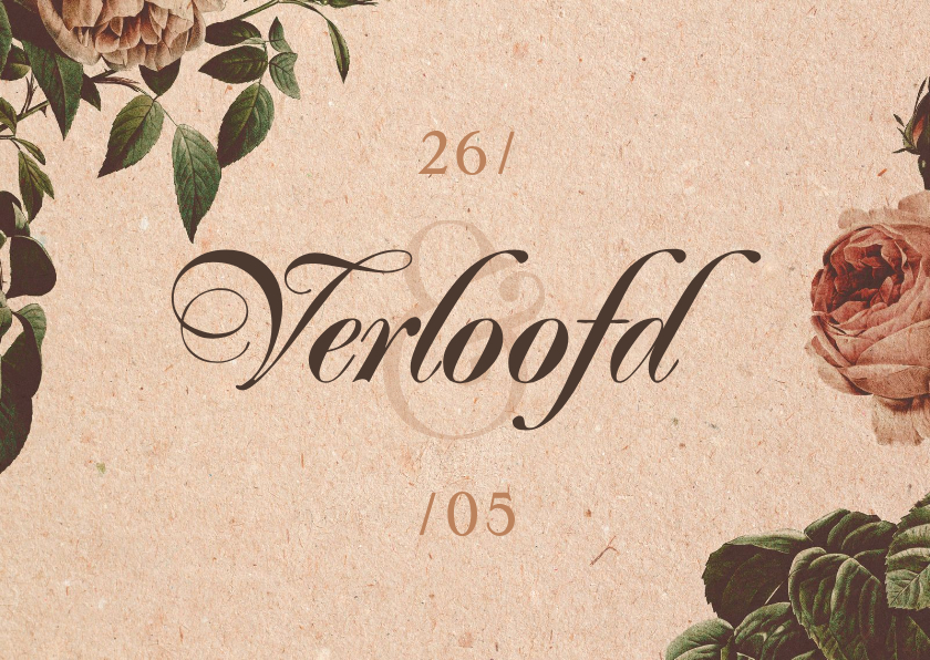 Verloofd kaart vintage met bloemen - Trouwkaarten Trouwkaarten - Verloofd kaart vintage met bloemen