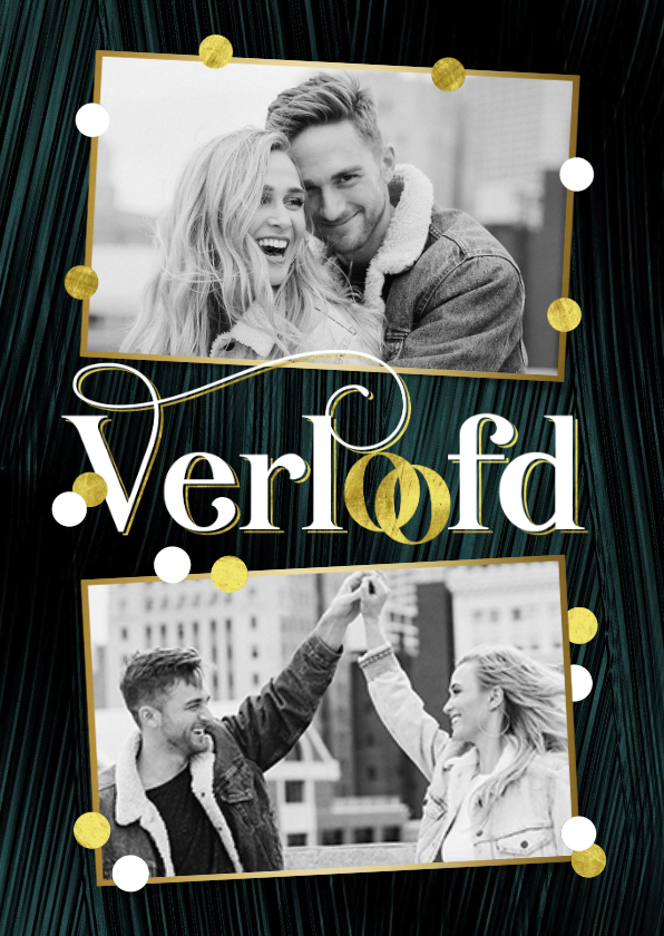 Verlovingskaart goud confetti BBQ - Trouwkaarten Trouwkaarten - Verlovingskaart goud confetti BBQ