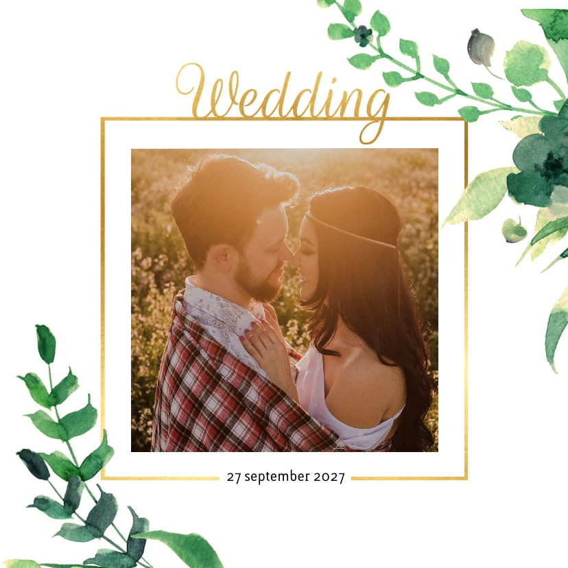 Wedding Trouwkaart Stijlvol wit met goud - Trouwkaarten Trouwkaarten - Wedding Trouwkaart Stijlvol wit met goud