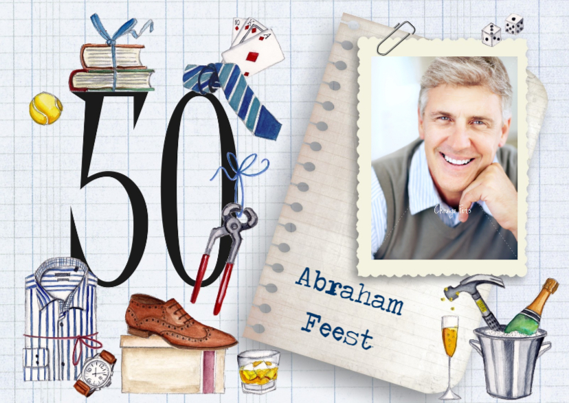 Abaraham Uitnodiging 50 jaar Foto Man - Uitnodigingen Uitnodigingen - Abaraham Uitnodiging 50 jaar Foto Man