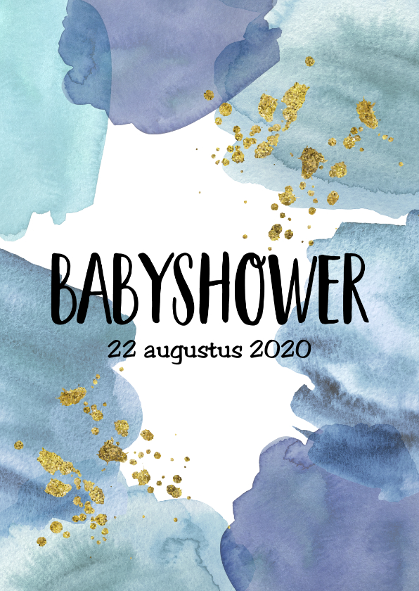 Uitnodigingen - Babyshower uitnodiging | Aquarel blauw