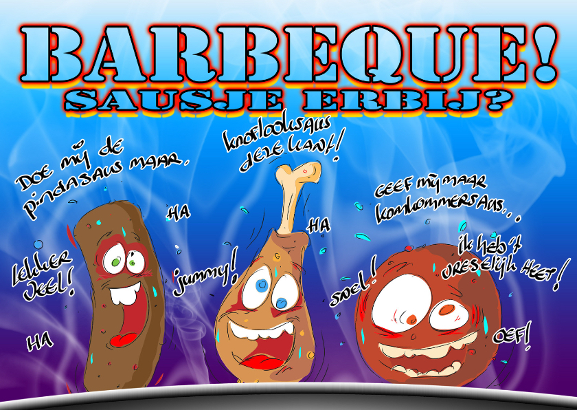 barbecue sausje erbij - Uitnodigingen Uitnodigingen - barbecue sausje erbij