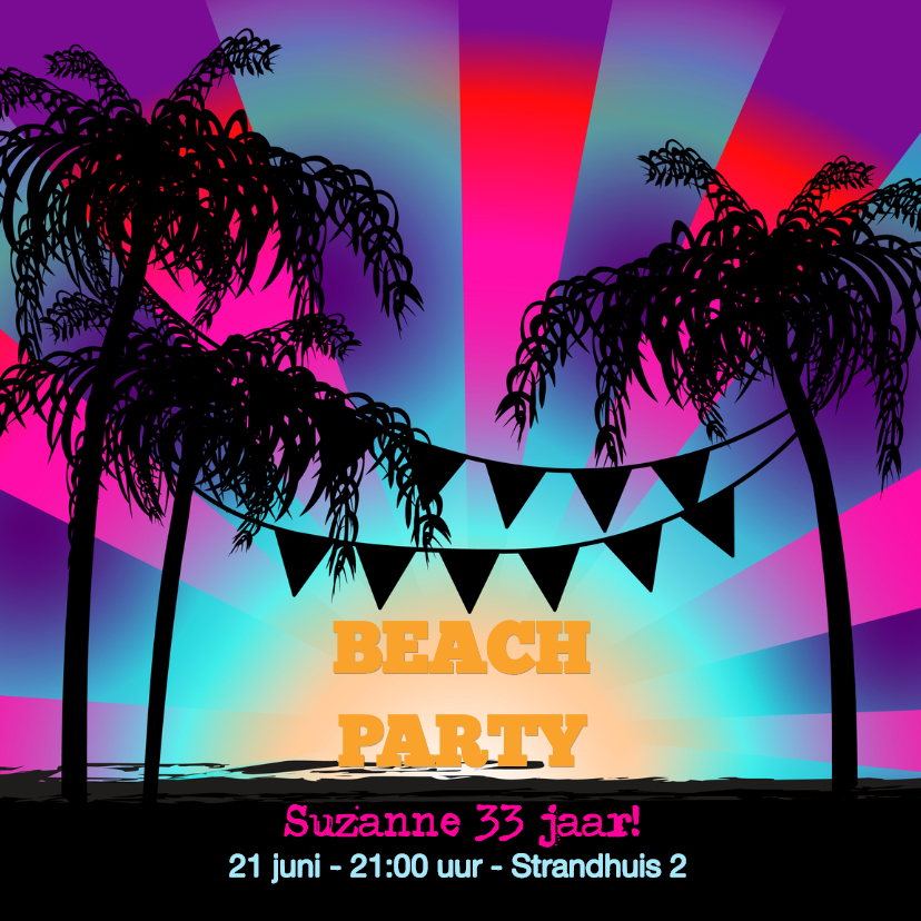 BEACH PARTY uitnodiging - Uitnodigingen Uitnodigingen - BEACH PARTY uitnodiging