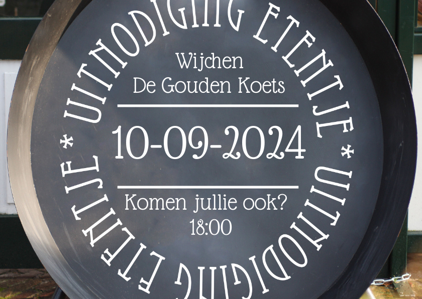 Bord koekenpan zelf afmaken - Uitnodigingen Uitnodigingen - Bord koekenpan zelf afmaken